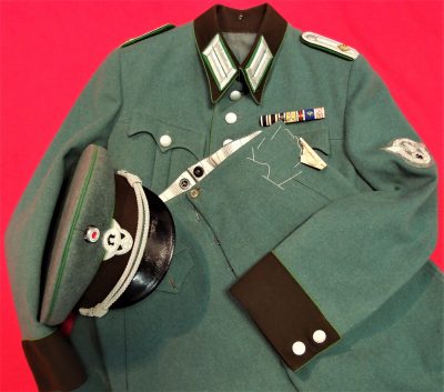 WW2 GERMAN POLICE OFFICER'S JACKET, PANTS & PEAKED CAP