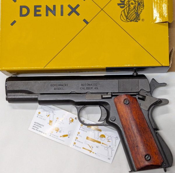 REPLICA M1911 US COLT HAND GUN PISTOL DENIX WITH STRIP DOWN TYPE WOODEN GRIPS