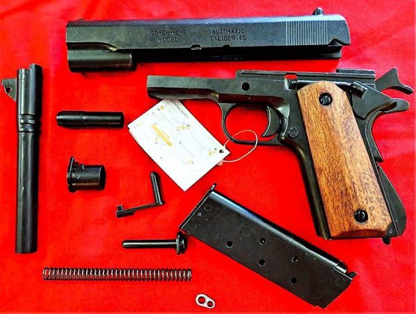 REPLICA M1911 US COLT HAND GUN PISTOL DENIX WITH STRIP DOWN TYPE WOODEN GRIPS