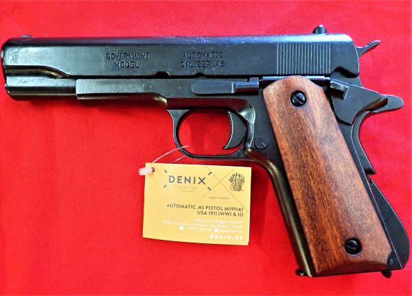 REPLICA M1911 US COLT HAND GUN PISTOL DENIX – WOODEN GRIPS STRIP DOWN TYPE