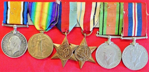 WW1 & 2 BRITISH ARMY GROUP OF 6 MEDALS DRIVER SOWDEN OLD TRAFFORD MANCHESTER