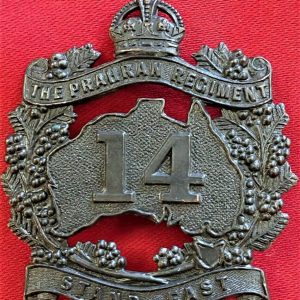 WW2 1930-1942 ERA AUSTRALIAN ARMY 14th BN PRAHRAN REGIMENT UNIFORM CAP BADGE