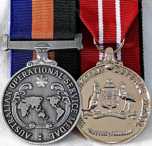 AUSTRALIAN OPERATIONAL SERVICE MEDAL GROUP REPLICA ANZAC MOUNTED TO WEAR GROUP