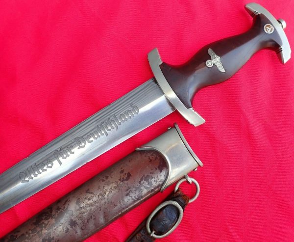 WW2 GERMAN 1ST MODEL 1933 SA DAGGER WITH SCABBARD BY F HERDER OF SOLINGEN