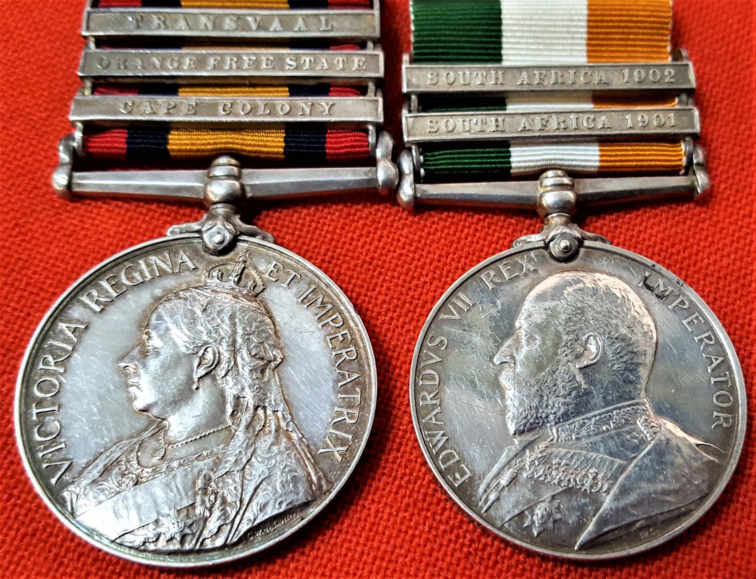 BOER WAR SOUTH AFRICA QSA & KSA MEDALS GUNNER T. PATTERSON ROYAL
