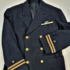 VINTAGE WW2 US NAVY OFFICER'S UNIFORM JACKET WITH PATCHES & BADGES USN LIMACHER