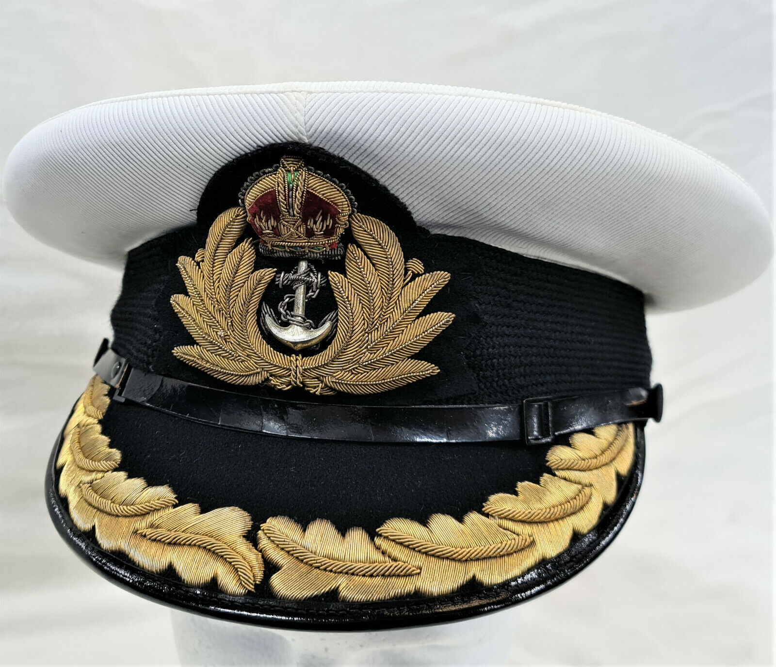 NAMED POST WW2 ROYAL NAVY COMMANDER SUMMER TOP UNIFORM PEAKED CAP ...