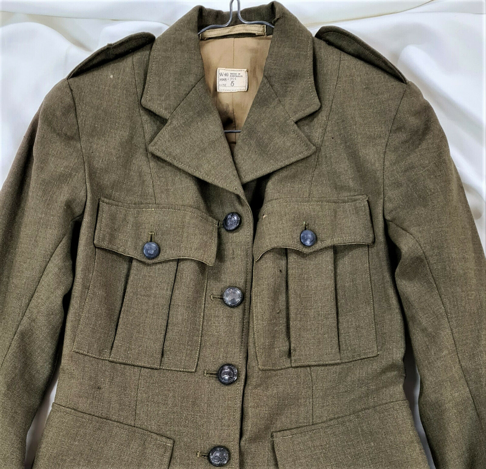 WW2 AUSTRALIAN FEMALE AWAS ARMY WOOL JACKET TUNIC DATED 1944 ANZAC AIF ...