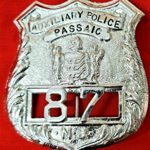 VINTAGE 1920's US NEW JERSEY PASSAIC AUXILIARY POLICE FORCE UNIFORM BADGE