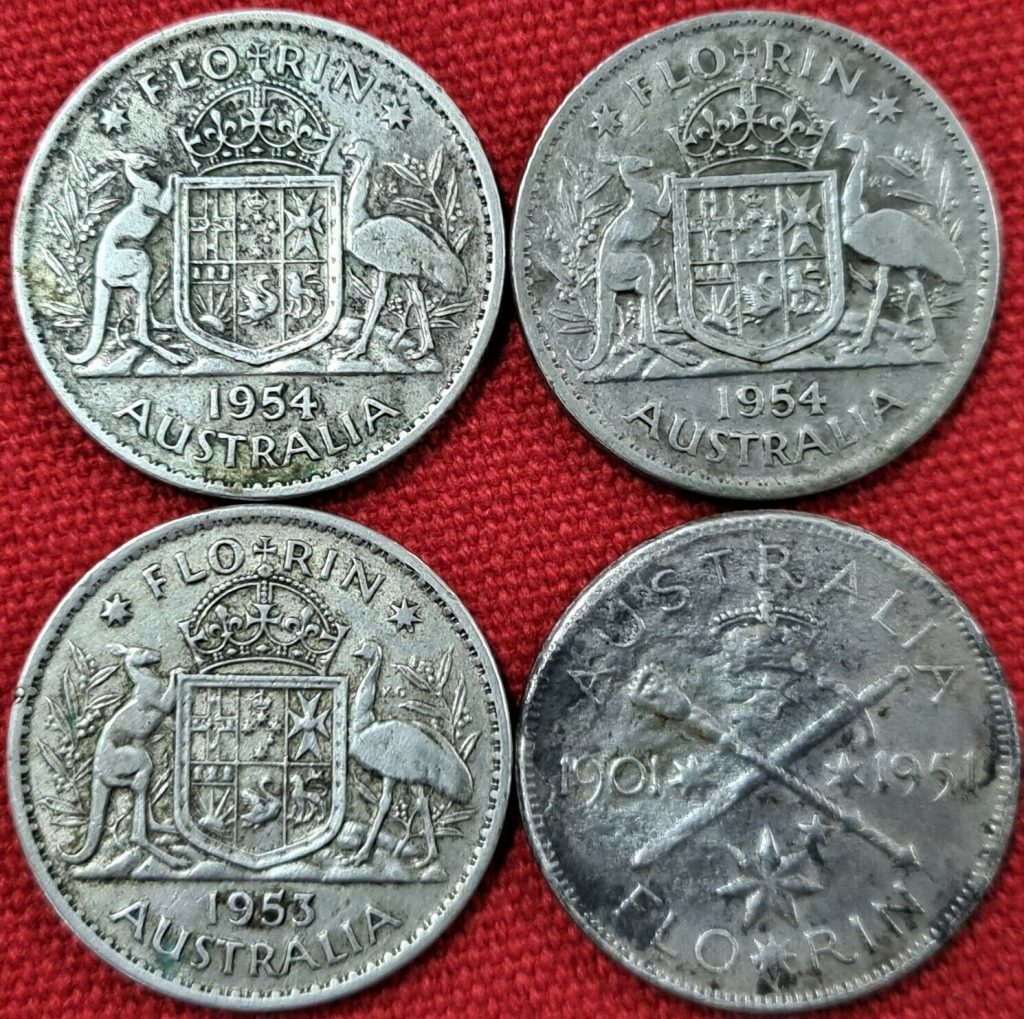 AUSTRALIAN PRE DECIMAL FLORIN COINS JB Military Antiques