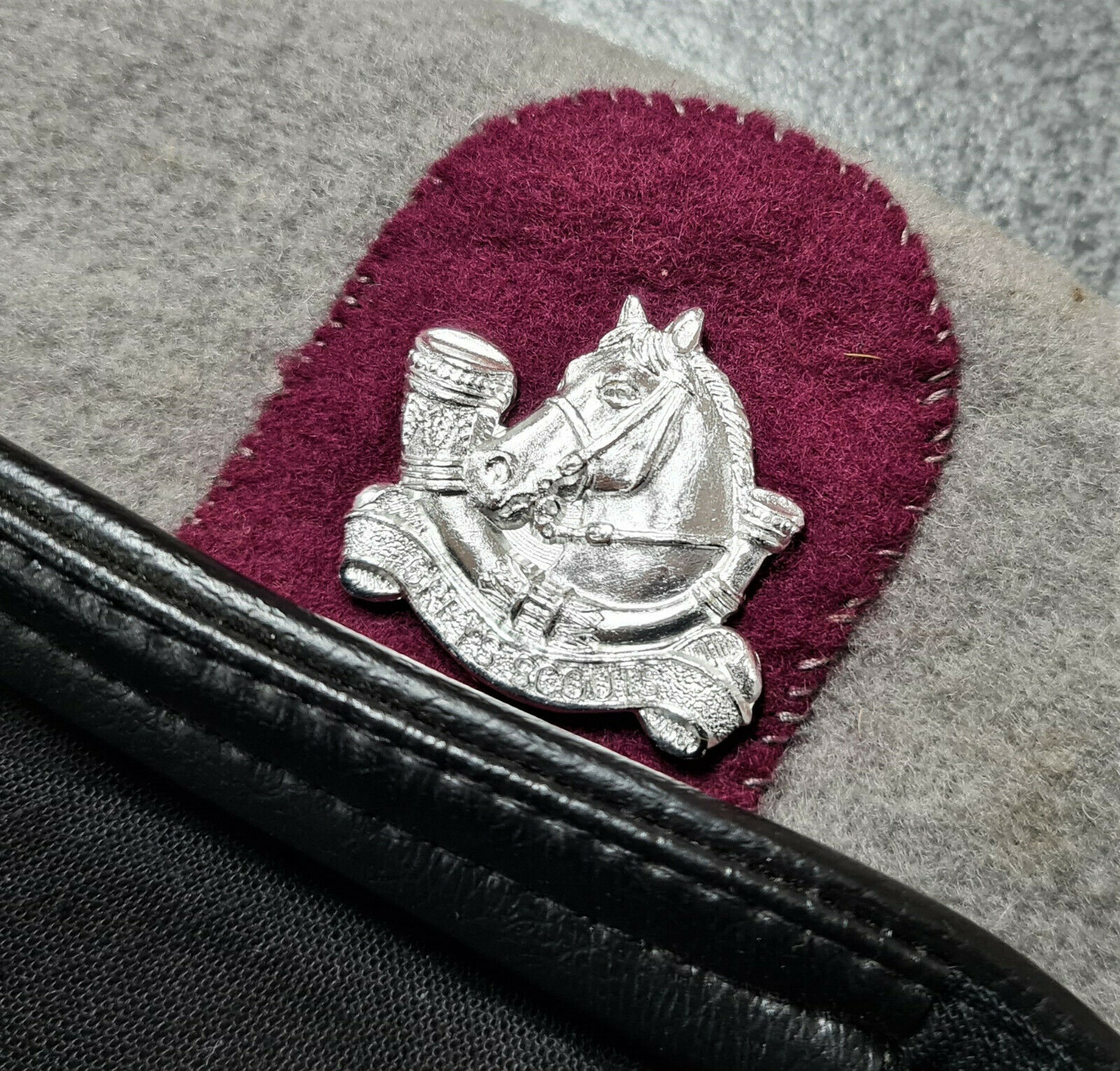 Post Ww2 Vintage Army Grey Scouts Uniform Beret And Badge | Jb Military Antiques
