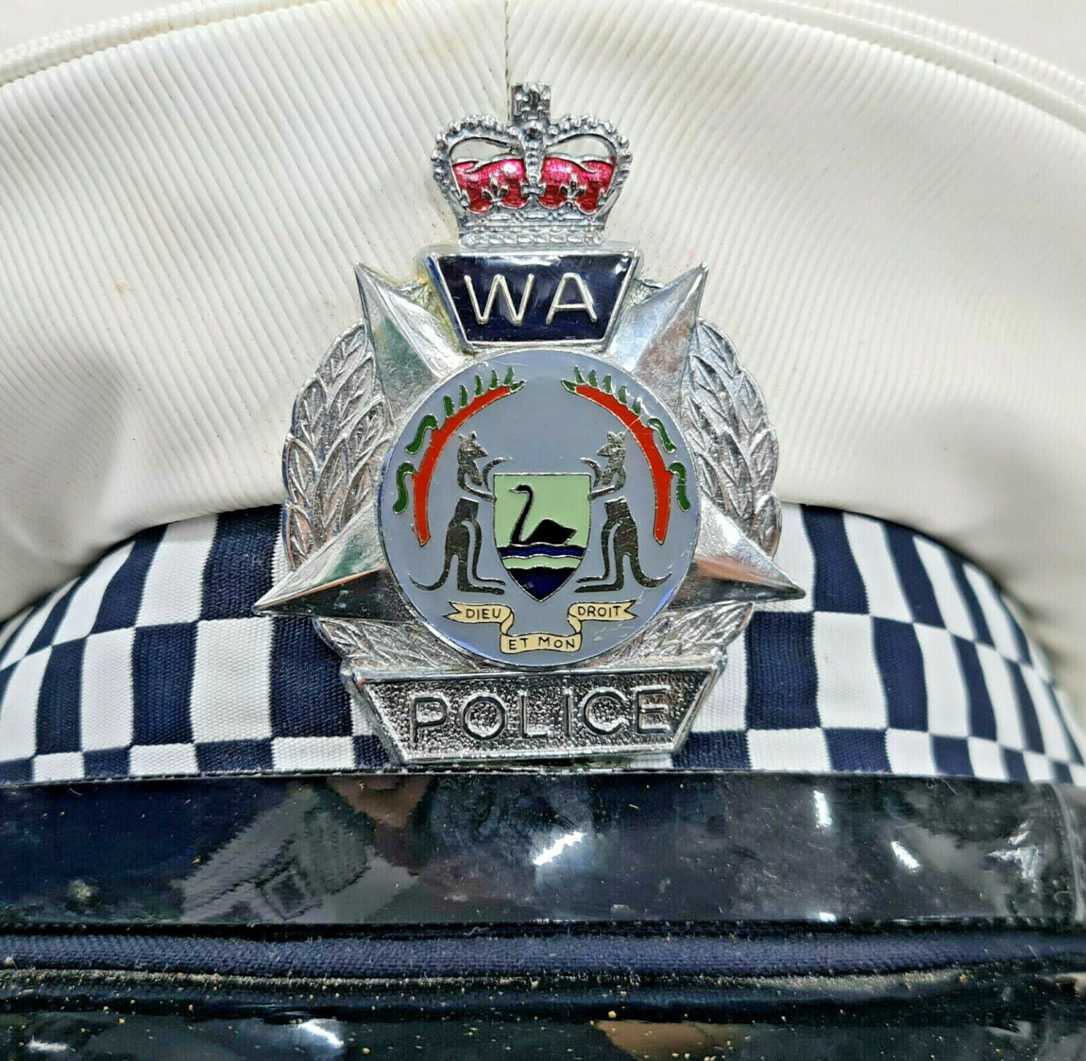 Vintage Western Australian Police ‘white’ uniform peaked cap 1980’s