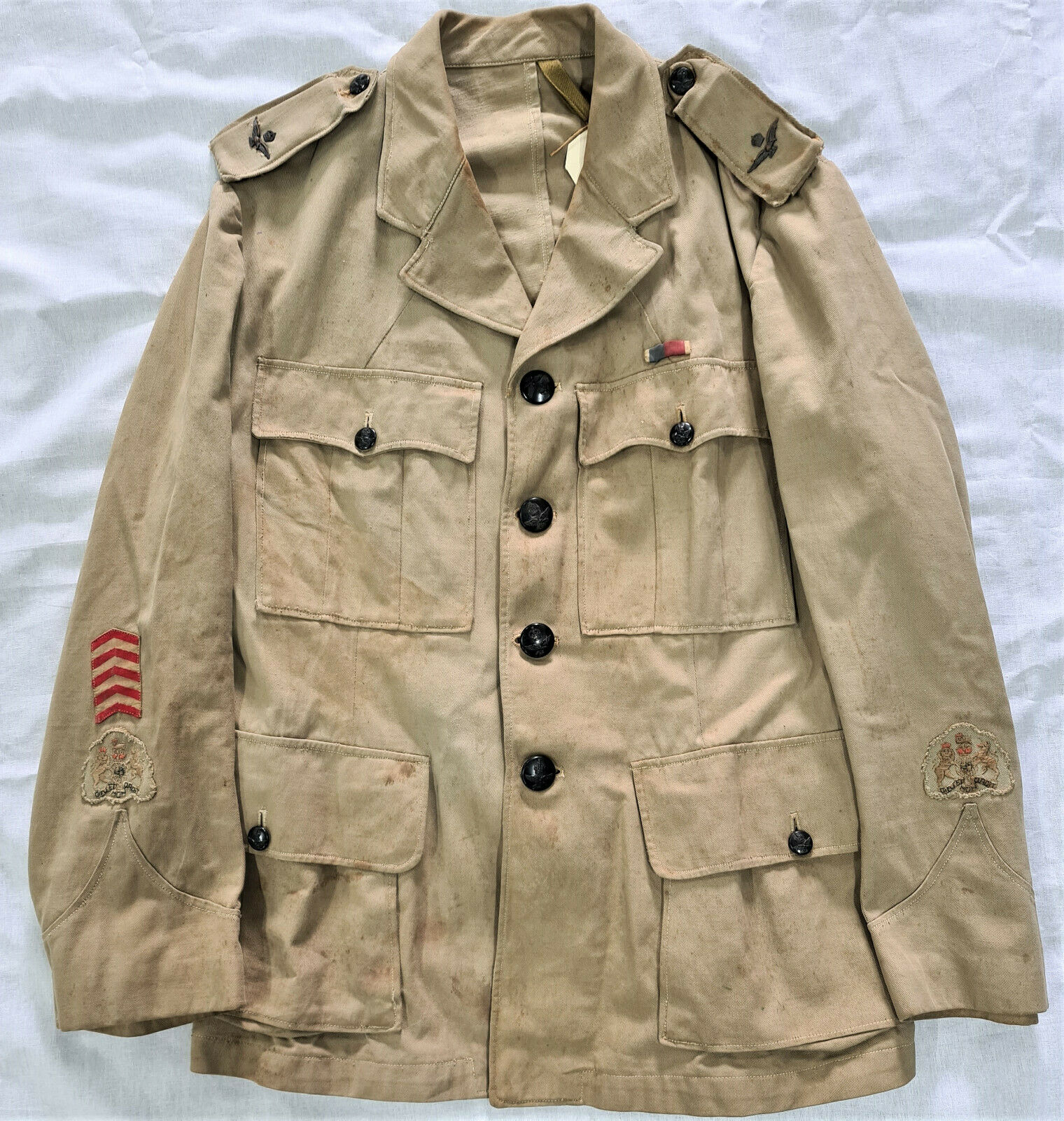 NAMED WW2 ERA ROYAL AUSTRALIAN AIR FORCE W0 TROPICAL DESERT UNIFORM