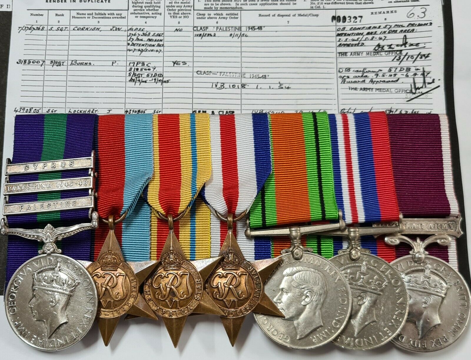 DUNKIRK & MULTI CAMPAIGN WW2 MEDALS 3185007 SERGEANT BURNS SEAFORTHS