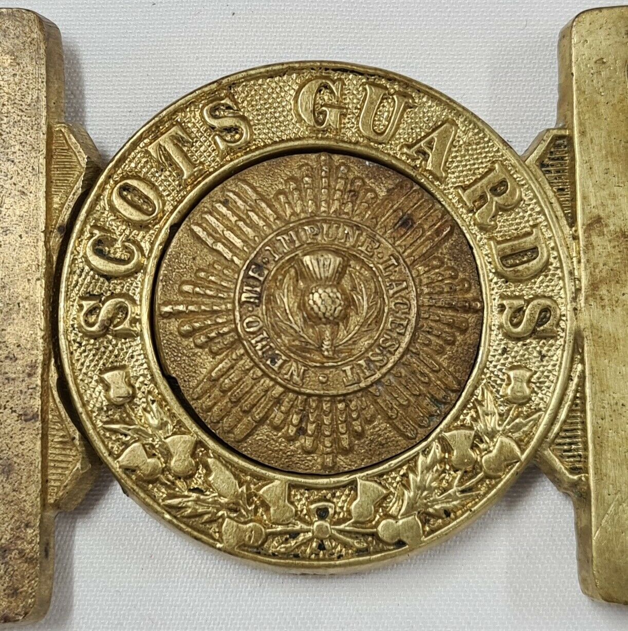 WW1 WW2 ERA CAST VINTAGE SCOTS GUARDS UNIFORM BELT BUCKLE JB Military