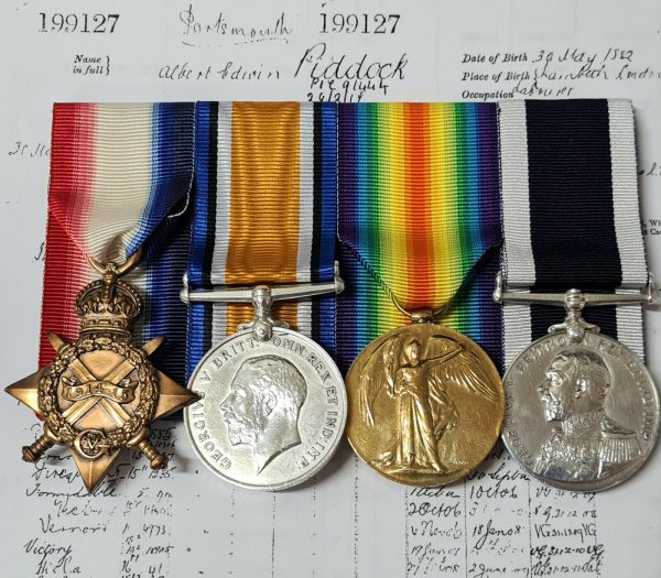 GALLIPOLI SHORE SERVICE WW1 ROYAL FLEET RESERVE MEDALS 199127 PIDDICK HMS GLORY