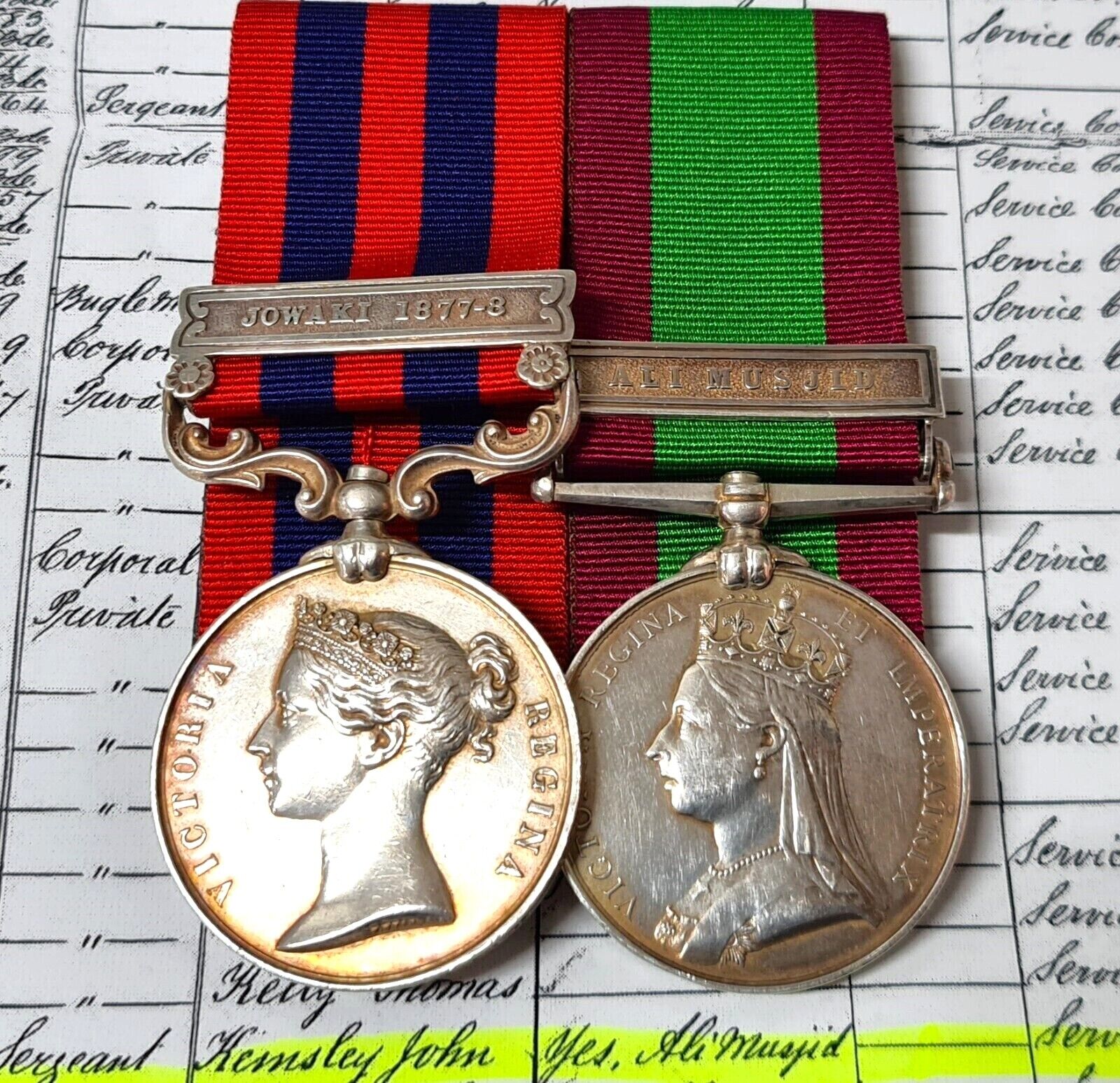BRITISH ARMY INDIA AND AFGHANISTAN MEDALS 2733 SERGEANT JOHN KEMSLEY