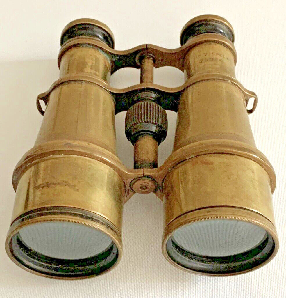 Boer War / WW1 - British Army Brass Binoculars - French Made MG. Mark V  Special