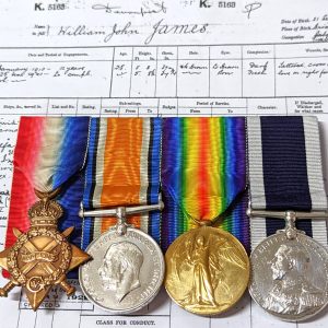 HMS TIGER DOGGER BANK JUTLAND WW1 ROYAL NAVY LONG SERVICE MEDALS K5163 W JAMES