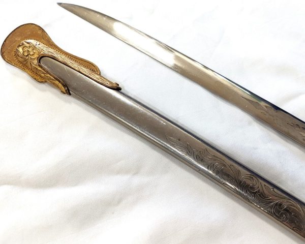 RARE COLONEL CHEESMAN 1902 US ARMY INFANTRY OFFICERS ETCHED SWORD & SCABBARD WW1 - Image 10