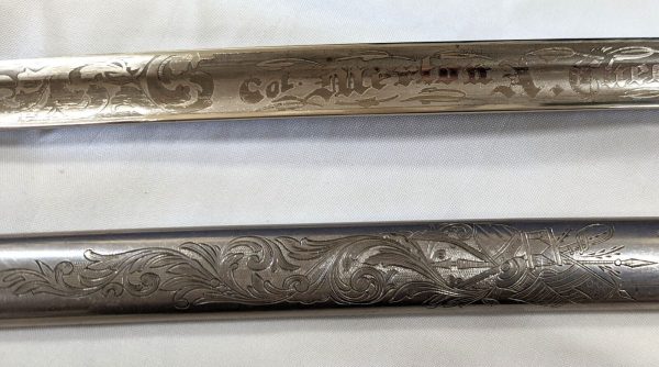 RARE COLONEL CHEESMAN 1902 US ARMY INFANTRY OFFICERS ETCHED SWORD & SCABBARD WW1 - Image 8