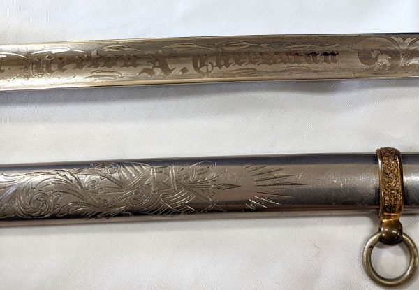 RARE COLONEL CHEESMAN 1902 US ARMY INFANTRY OFFICERS ETCHED SWORD & SCABBARD WW1 - Image 7