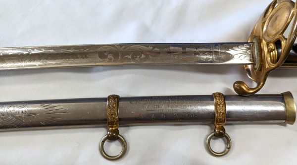 RARE COLONEL CHEESMAN 1902 US ARMY INFANTRY OFFICERS ETCHED SWORD & SCABBARD WW1 - Image 6