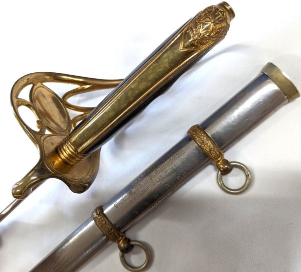 RARE COLONEL CHEESMAN 1902 US ARMY INFANTRY OFFICERS ETCHED SWORD & SCABBARD WW1 - Image 3