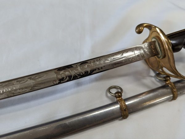 RARE COLONEL CHEESMAN 1902 US ARMY INFANTRY OFFICERS ETCHED SWORD & SCABBARD WW1 - Image 17