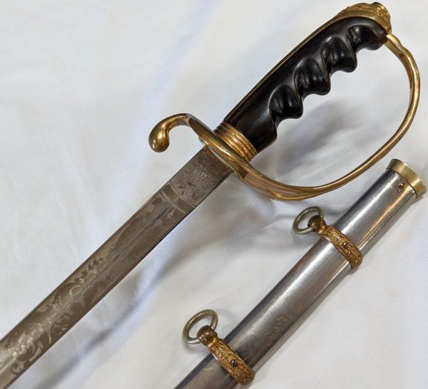 RARE COLONEL CHEESMAN 1902 US ARMY INFANTRY OFFICERS ETCHED SWORD & SCABBARD WW1 - Image 14