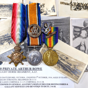 RARE MENTION DISPATCHES 9TH LIGHT HORSE WW1 AUSTRALIAN MEDALS 480 ARTHUR ROWE