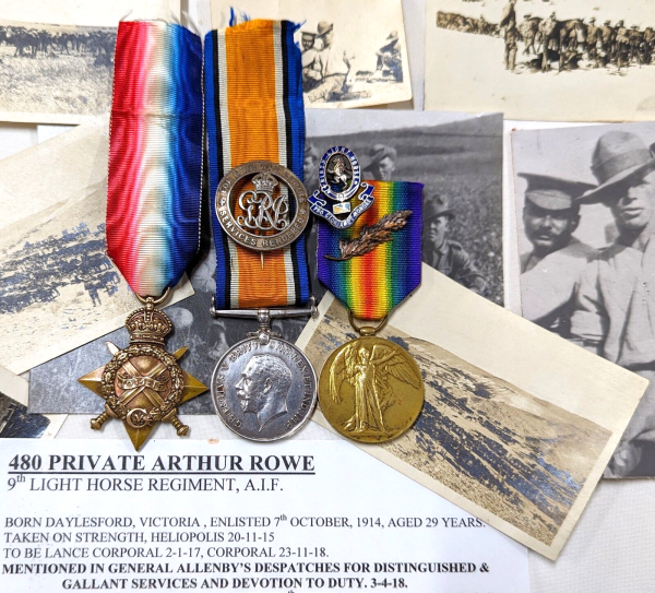 RARE MENTION DISPATCHES 9TH LIGHT HORSE WW1 AUSTRALIAN MEDALS 480