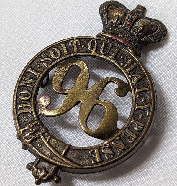 VINTAGE PRE WW1 BRITISH ARMY UNIFORM 96TH REGIMENT OF FOOT MANCHESTER CAP BADGE