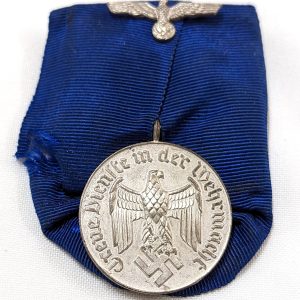 WW2 GERMAN FOUR YEAR LONG SERVICE MEDAL MOUNTED AS WORN