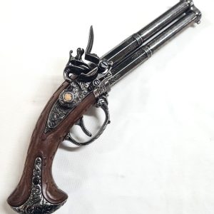 DENIX FRENCH DOUBLE BARREL FLINTLOCK PISTOL 1750S