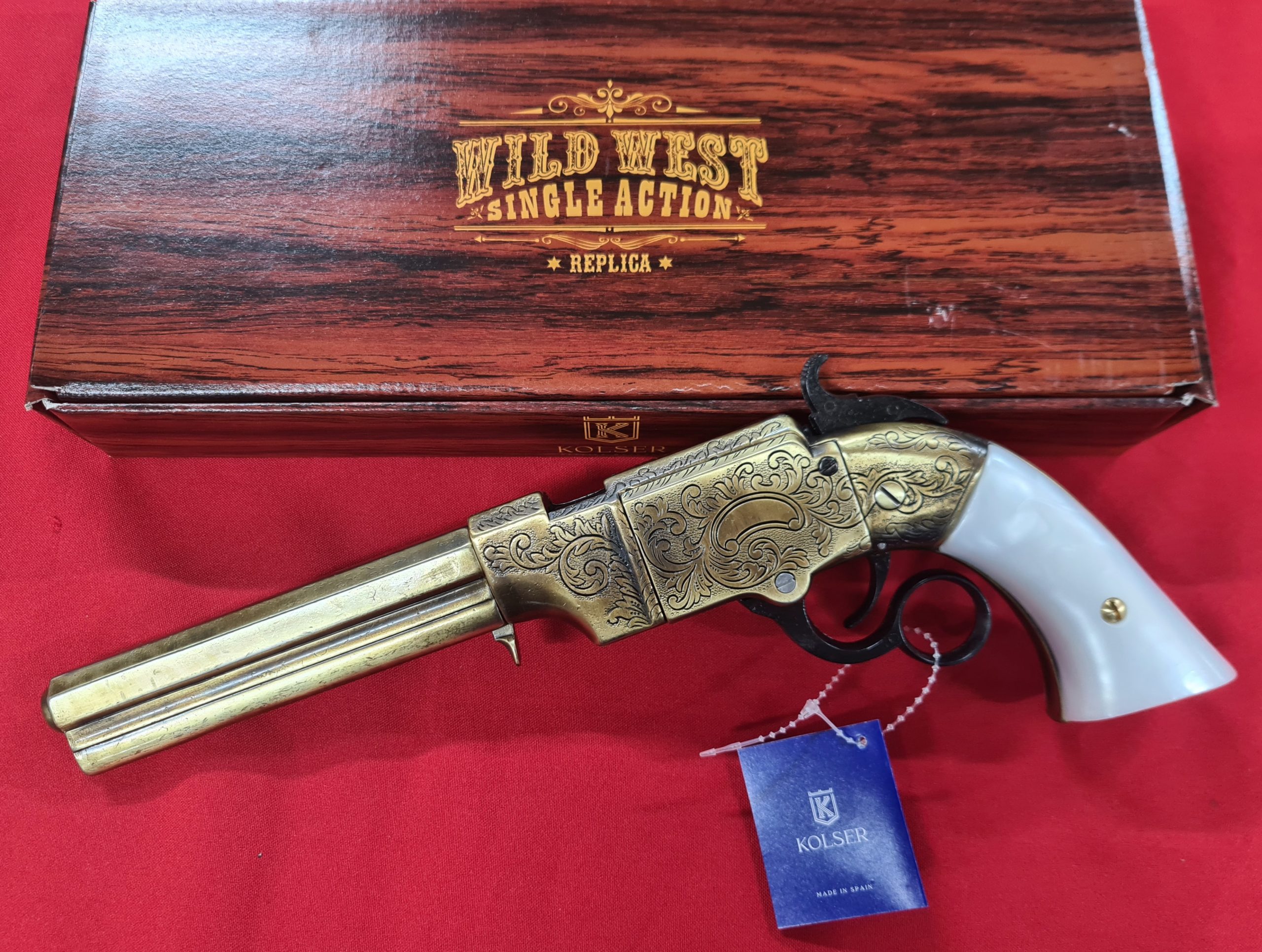 1854 WESTERN LEVER ACTION REPEATER VOLCANIC PISTOL IN ANTIQUE BRASS