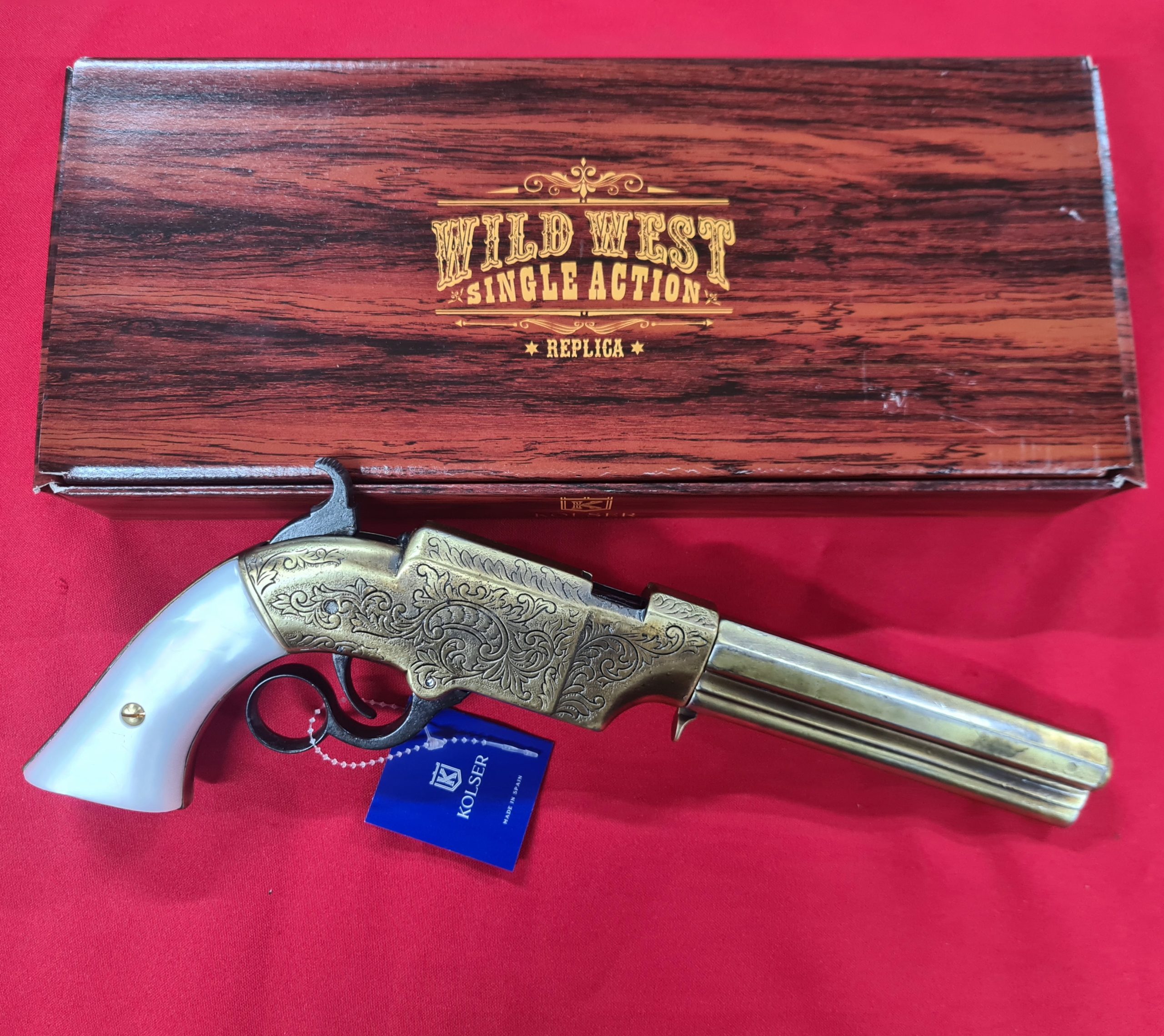 1854 WESTERN LEVER ACTION REPEATER VOLCANIC PISTOL IN ANTIQUE BRASS